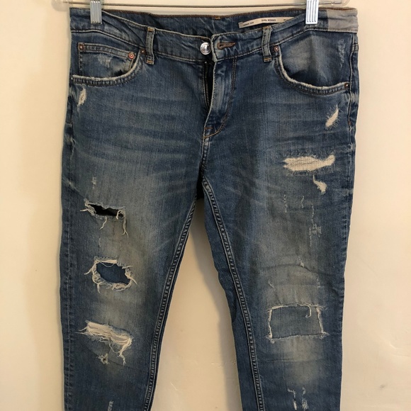 Zara Denim - Zara Woman cropped distressed jeans